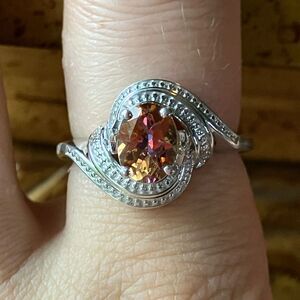 Genuine Orange Mystic Topaz Sterling Silver Ring Size 8